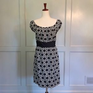 Milly Black and White Geometric Floral Dress Sz 8